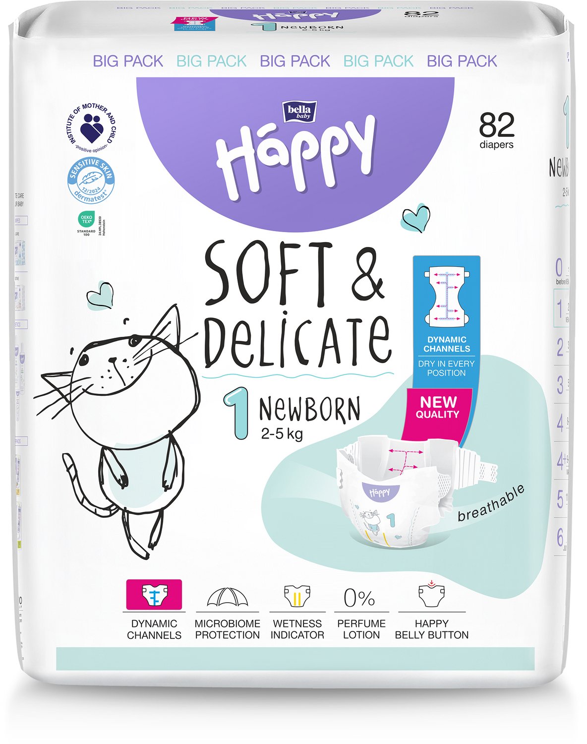 BELLA BABY HAPPY NEWBORN MAAT 1 - MAANDBOX (6 PAKKEN - 492 LUIERS)