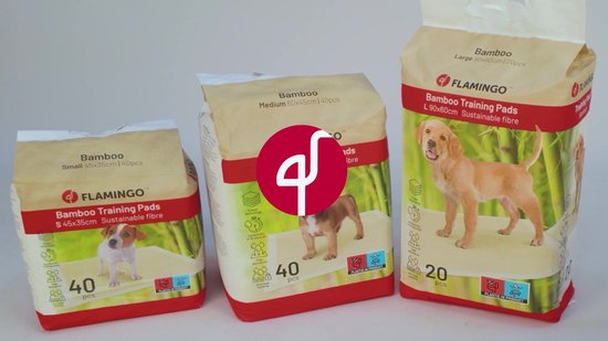 Puppy Pads – Flamingo Trainingsmat Bamboo Padu Beige M – 60x45 cm – 40 stuks – bamboe zindelijkheidsmat voor puppy’s & honden – super absorberend & sneldrogend