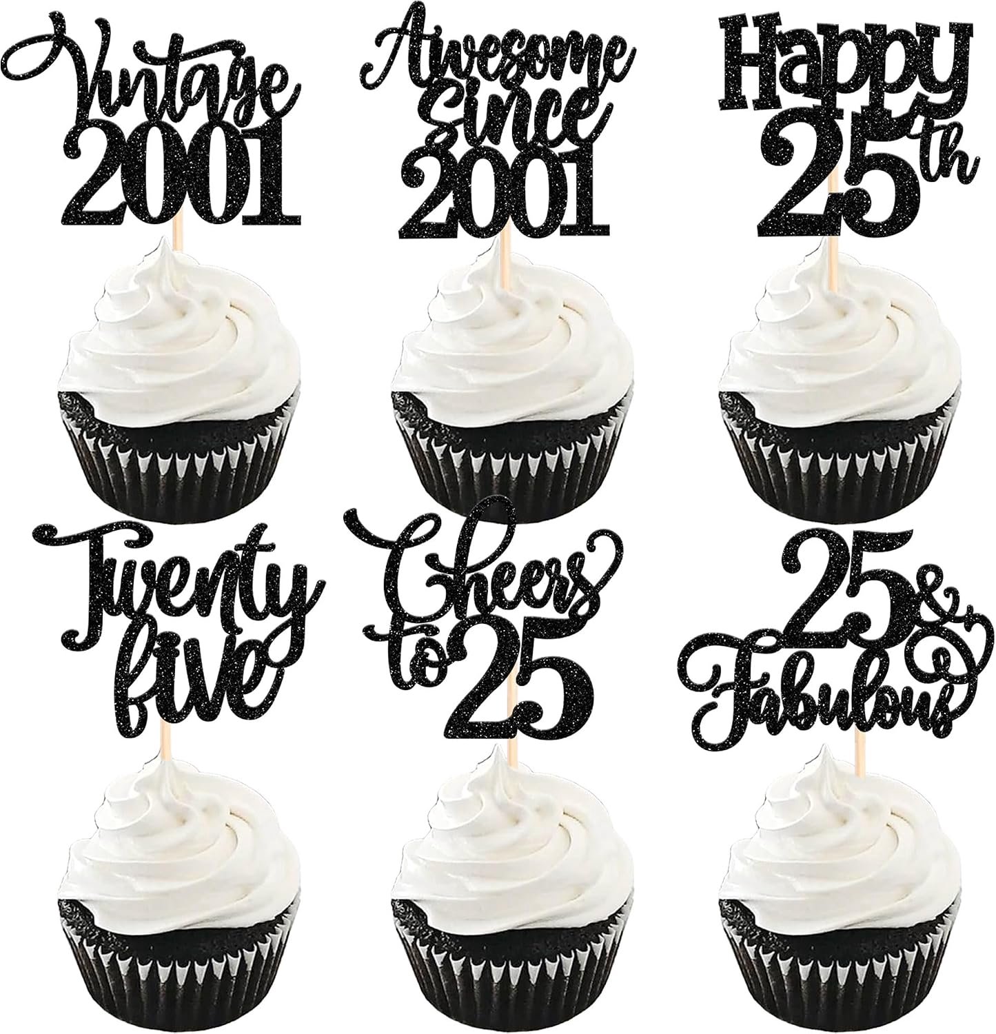 25 Cupcaketoppers voor 25e verjaardag