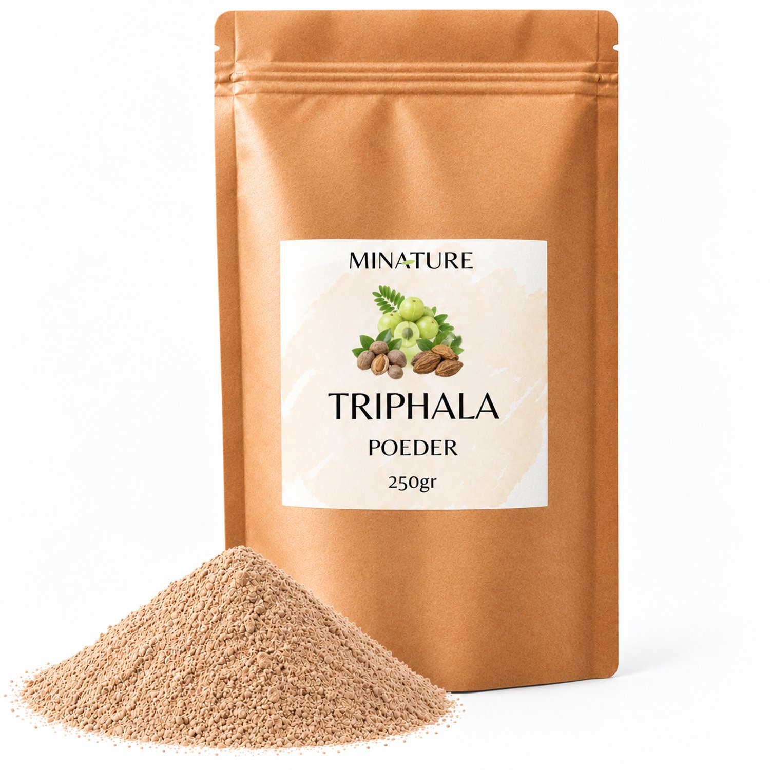 Triphala Poeder 250gr - met Amla, Bibhitaki en Haritaki Poeder - 100% Plantaardig - Foodgrade