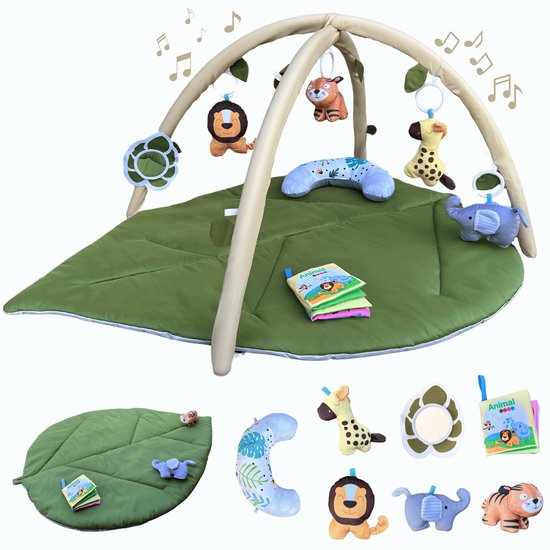 Stena Babygym - Speelkleed Baby met Boog - Jungle - 8 Speeltjes - Speelmat - Trendy Design - 0 tot 18 Maanden