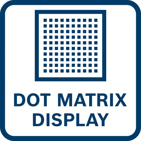 Icoon met puntjesrooster en tekst DOT MATRIX DISPLAY.