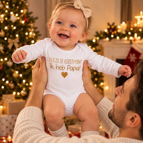 Rompertje Hoezo de kerstman? Ik heb papa | Lange mouw | wit | maat 62/68 | cadeau mijn 1e eerste kerstmis of zwangerschapsaankondiging baby mijn eerste kerstmis baby kleding kerst Kerstkleding kerstpakje aankondiging bekendmaking zwangerschap cadeau