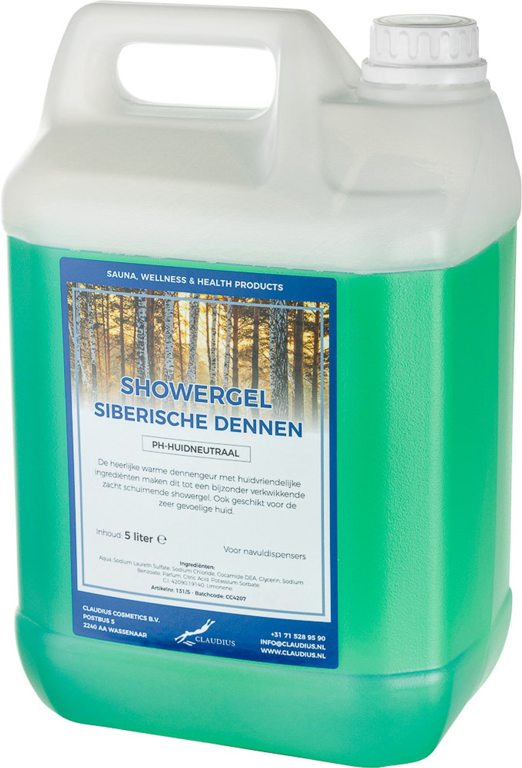 Claudius Douchegel Siberische Dennen 5 liter - showergel - navulling - voordeelverpakking