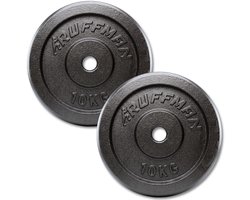 2x 10kg halterschijven set - 20kg - gietijzer - 30mm - gewichten - 10kg - halterset - gewicht schijven