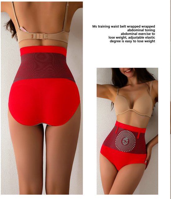 1 Paar High-waisted Sportshorts - Vetverbrandende en Vormgevende Shorts - Heupliftende Shorts - Naadloze High-waisted Vormgevende Shorts - Effectieve Buikcontrole - Felrood - XXL (68-77 kg) — afbeelding 4