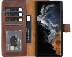 Lykke Samsung Galaxy S23 Ultra Hoesje - Echt Leren Wallet Case - MagSafe Compatibel - RFID Bescherming - Pasjeshouder - Uitneembare Backcover- Bruin