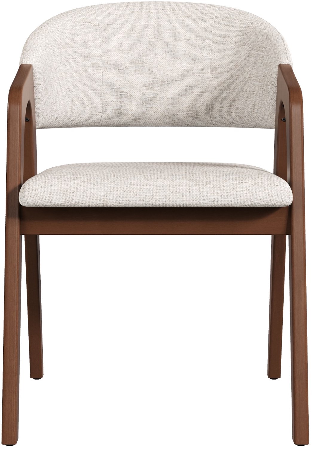 REDOM Set van 2 eetkamerstoelen - Houten frame, stoffen bekleding en armleuningen - Walnootkleurig/beige Walnootkleur en beige