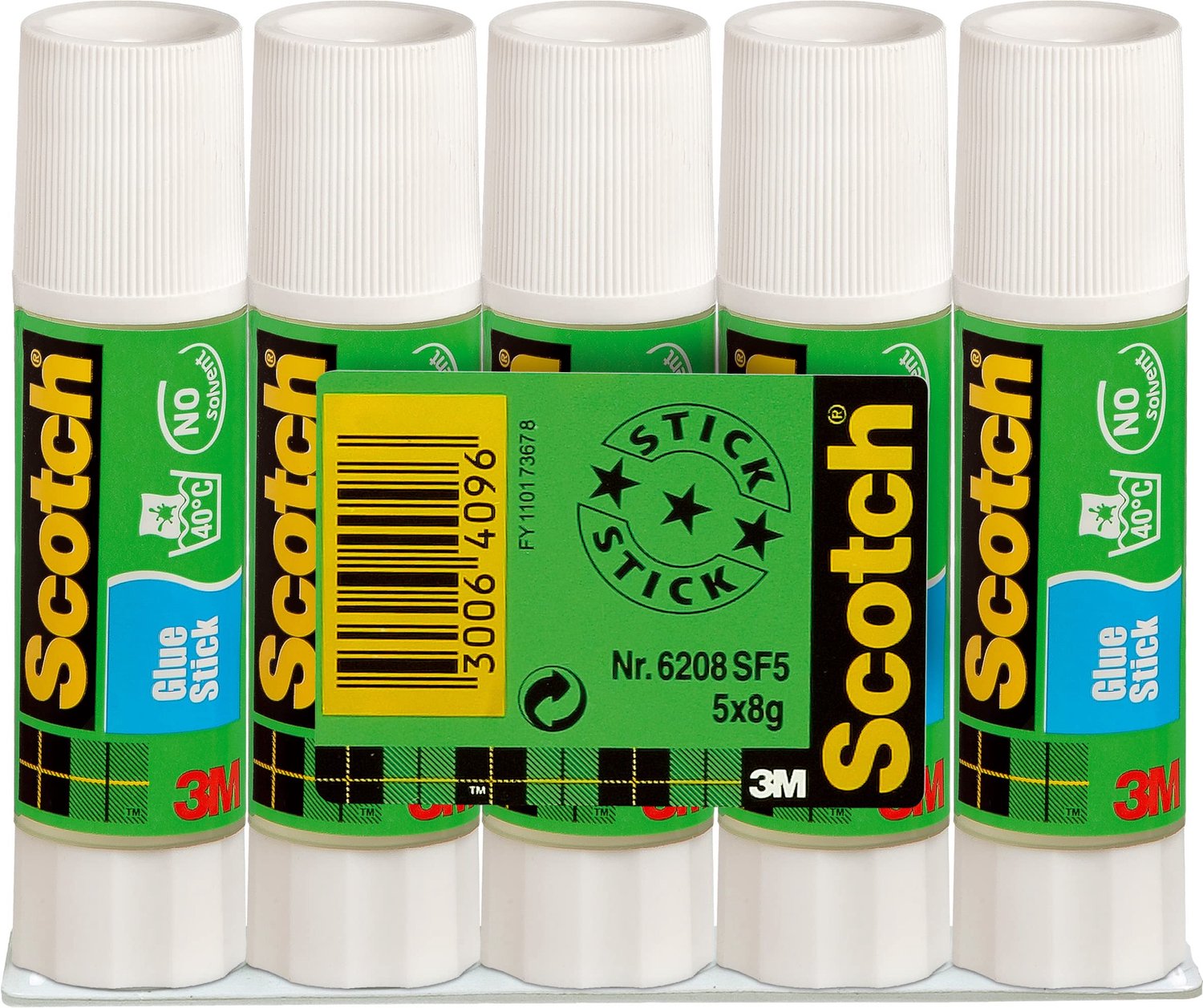 Permanente Lijmstick, Set van 5 Stuks, 8g per Stick