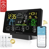 MostEssential Weerstation Wifi Edition - Plug & Play Installatie - Draadloos - Weerstation met Buitensensor - Hygrometer - Binnen en Buiten - 150 Meter Bereik - Inclusief App - Zwart - 3 sensors