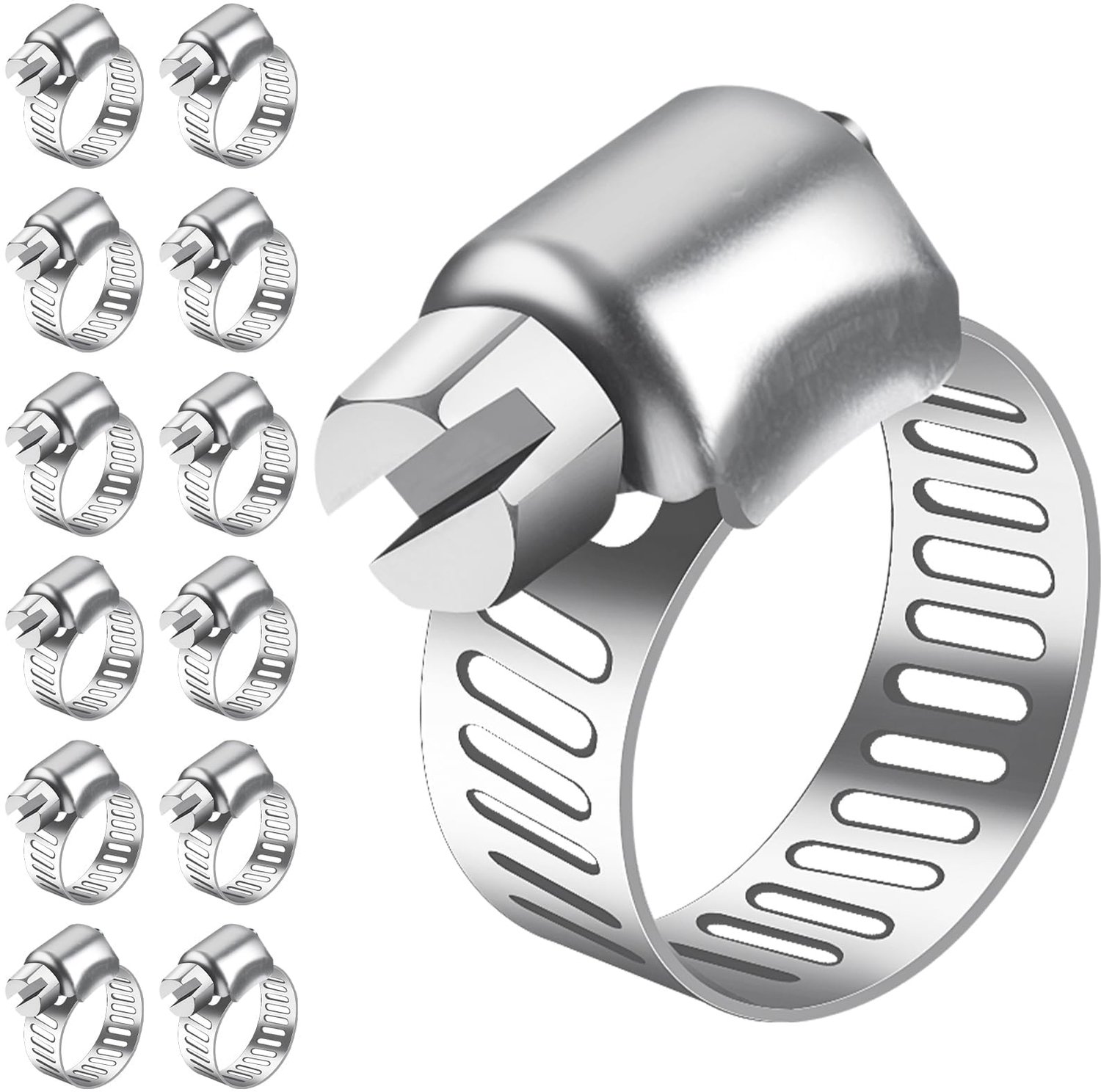 Set van 12 RVS Slangklemmen 13-19 mm voor Diverse Toepassingen