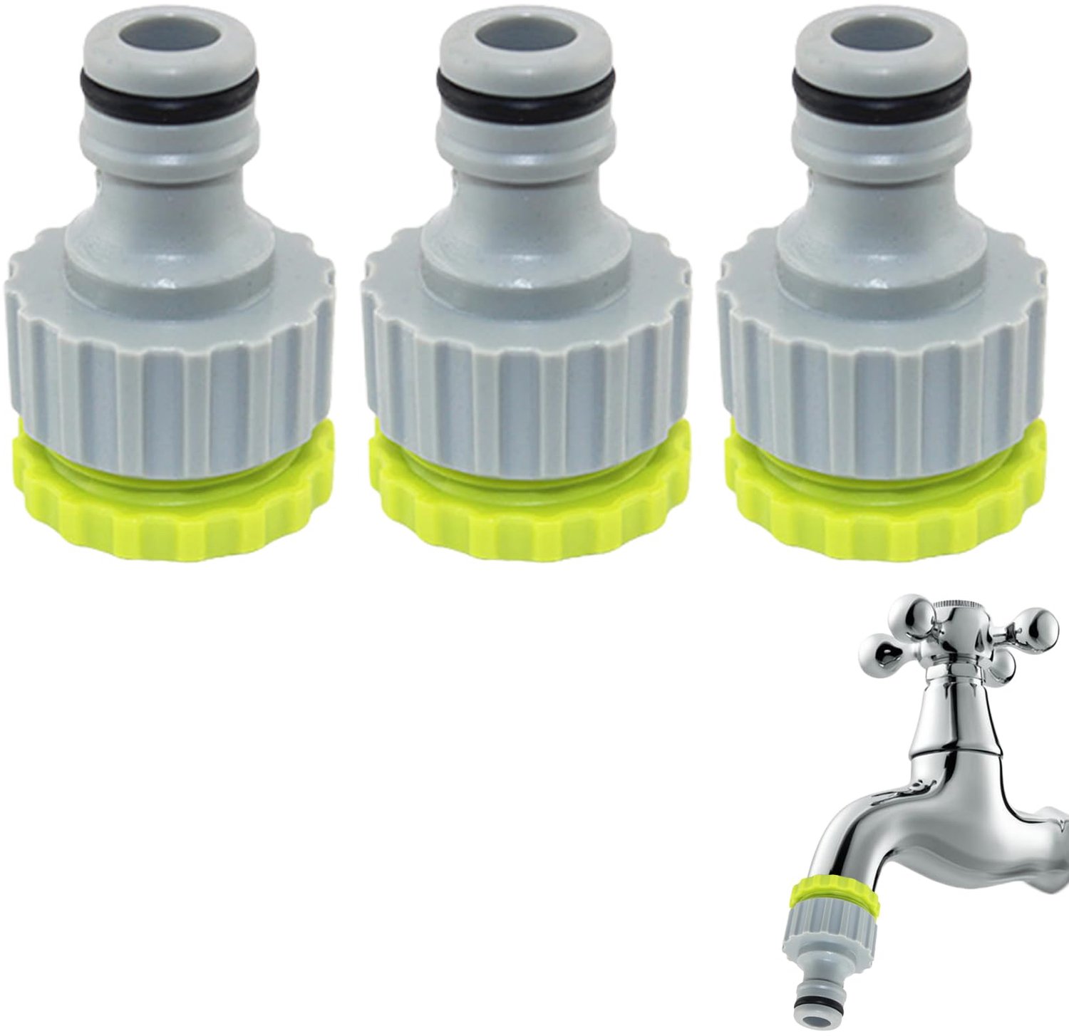 Set van 3 Tuinslang Adapters - Voor Gardena Aansluiting - 1/2 Inch en 3/4 Inch