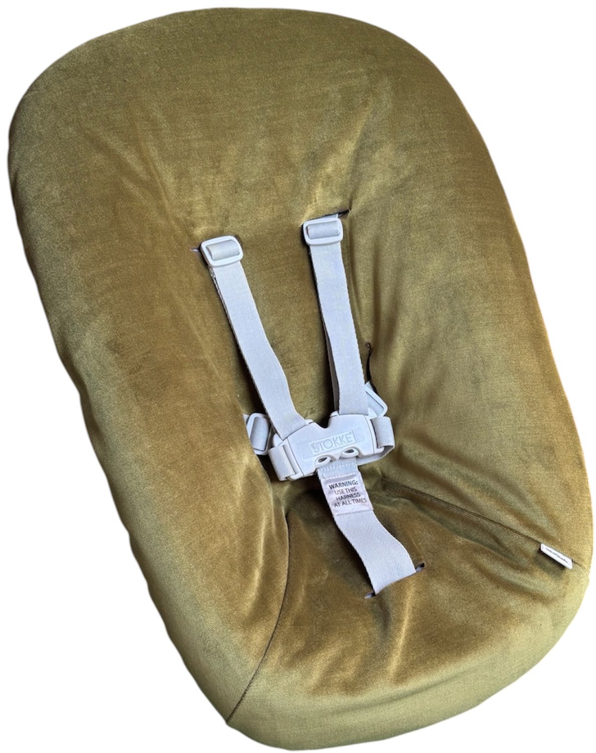 #24 newborn hoes, Olijf groen velvet, Stokke Tripp Trapp. Ook geschikt voor Kidsmill Up.