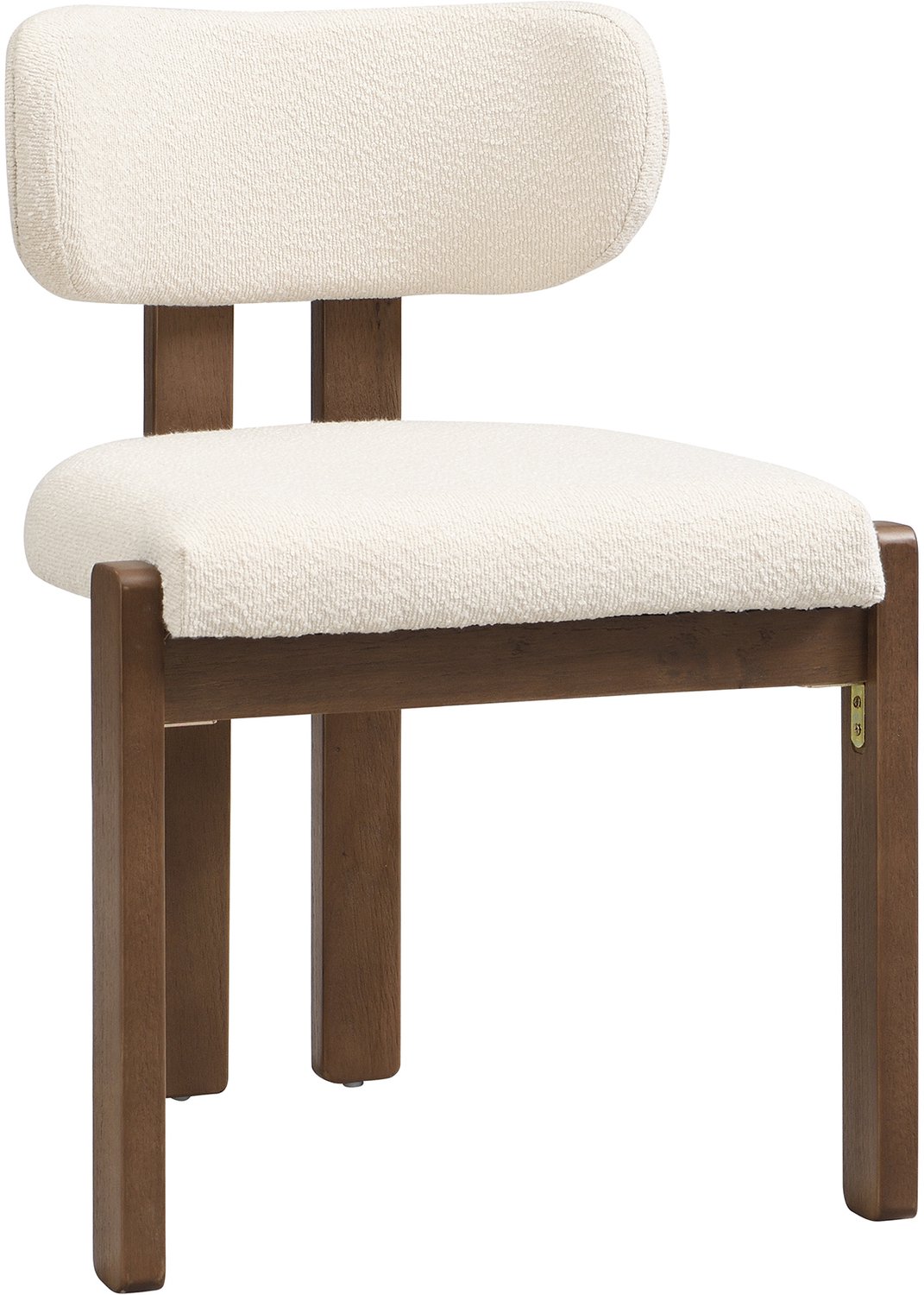 REDOM Set van 6 eetkamerstoelen - Bouclé bekleding en houten frame - Walnootkleur Walnootkleurig frame met lichtgekleurde bekleding