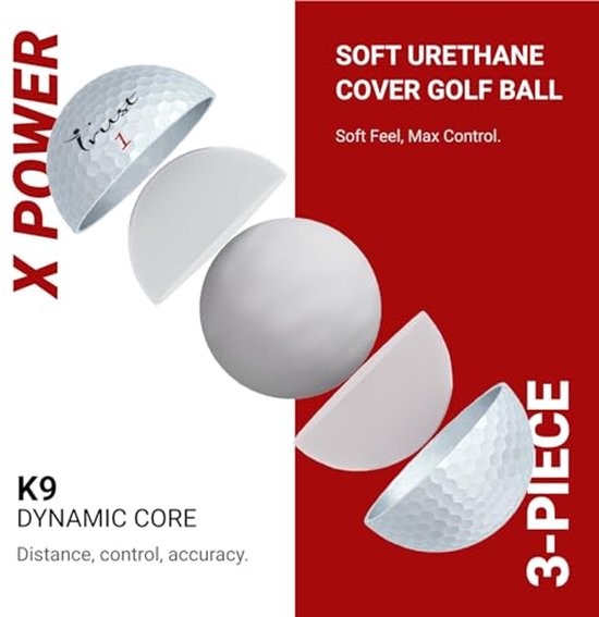 Bison V Power Golfballen - Urethane Coating - Wit - 12 Ballen — afbeelding 4
