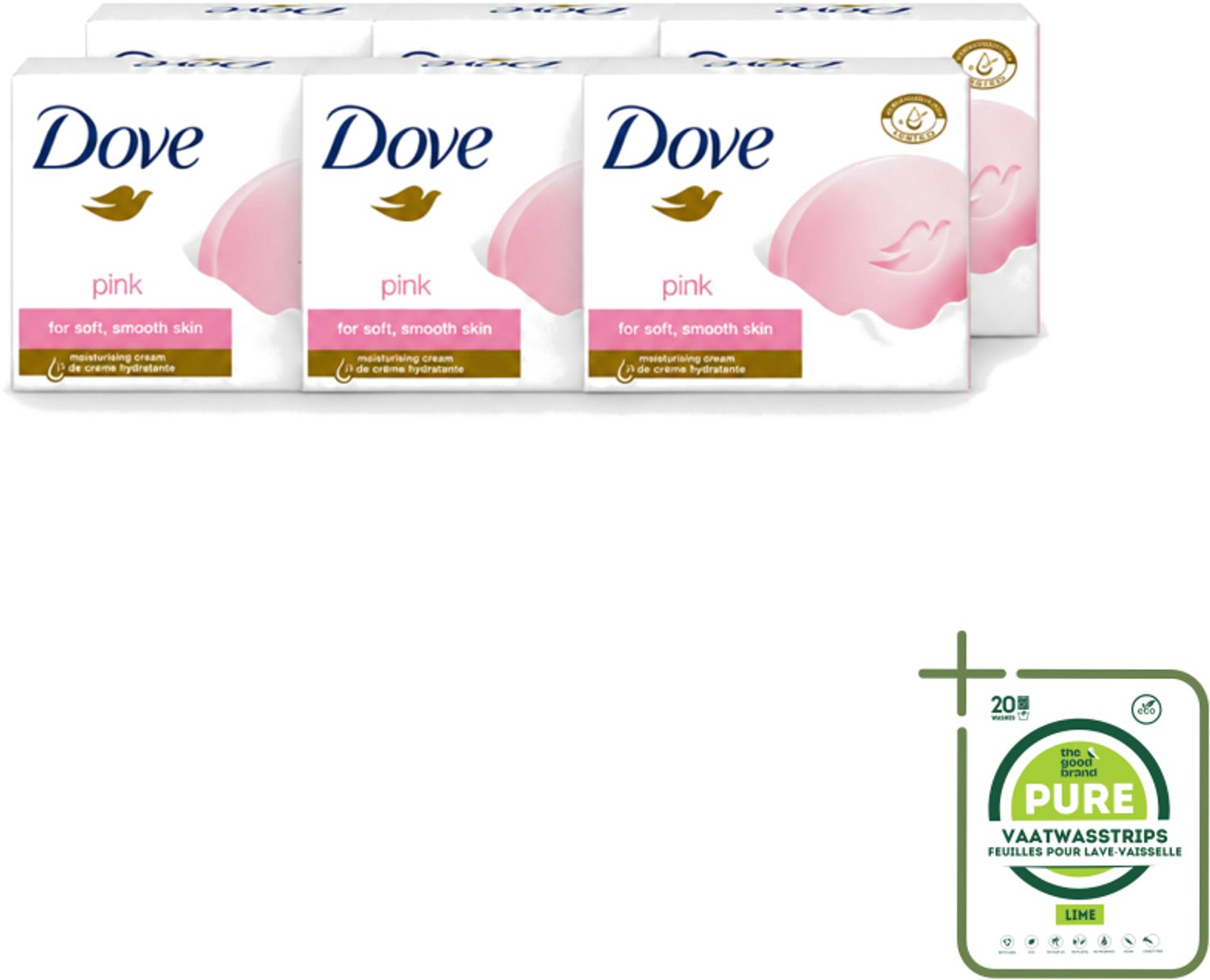 6 x Dove - Zeep - Pink - Hydraterend - 90 g - Grootverpakking - Vaatwasstrips - Dove Pink Beauty Cream Bar - Hydraterende Zeep - Droge Huid Verzorgen - Zachte Huid - Vochtige Huid