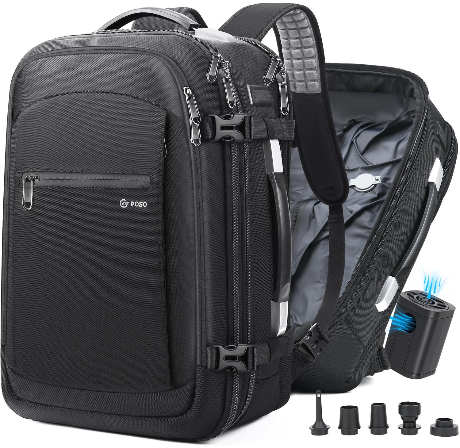 Expandable Vacuum Backpack met TSA Slot en Antidiefstal Compartment