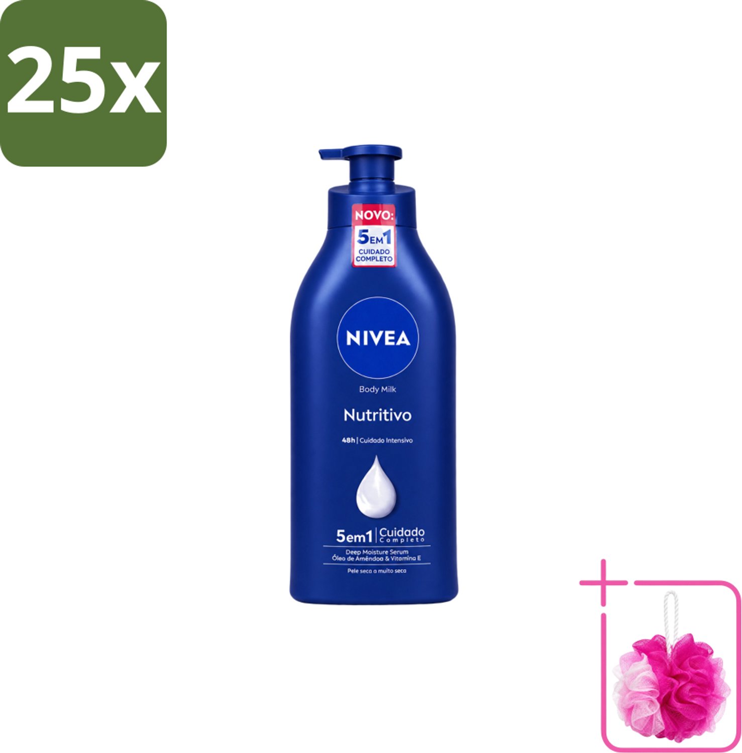 25 x Nivea – Bodymilk – Original met Pomp – 500 ml - Bulkverpakking - Bodymilk - Douchemop - Hydratatie