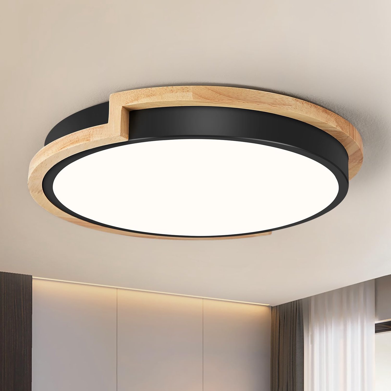 LED Plafondlamp met Hout 30cm 24W