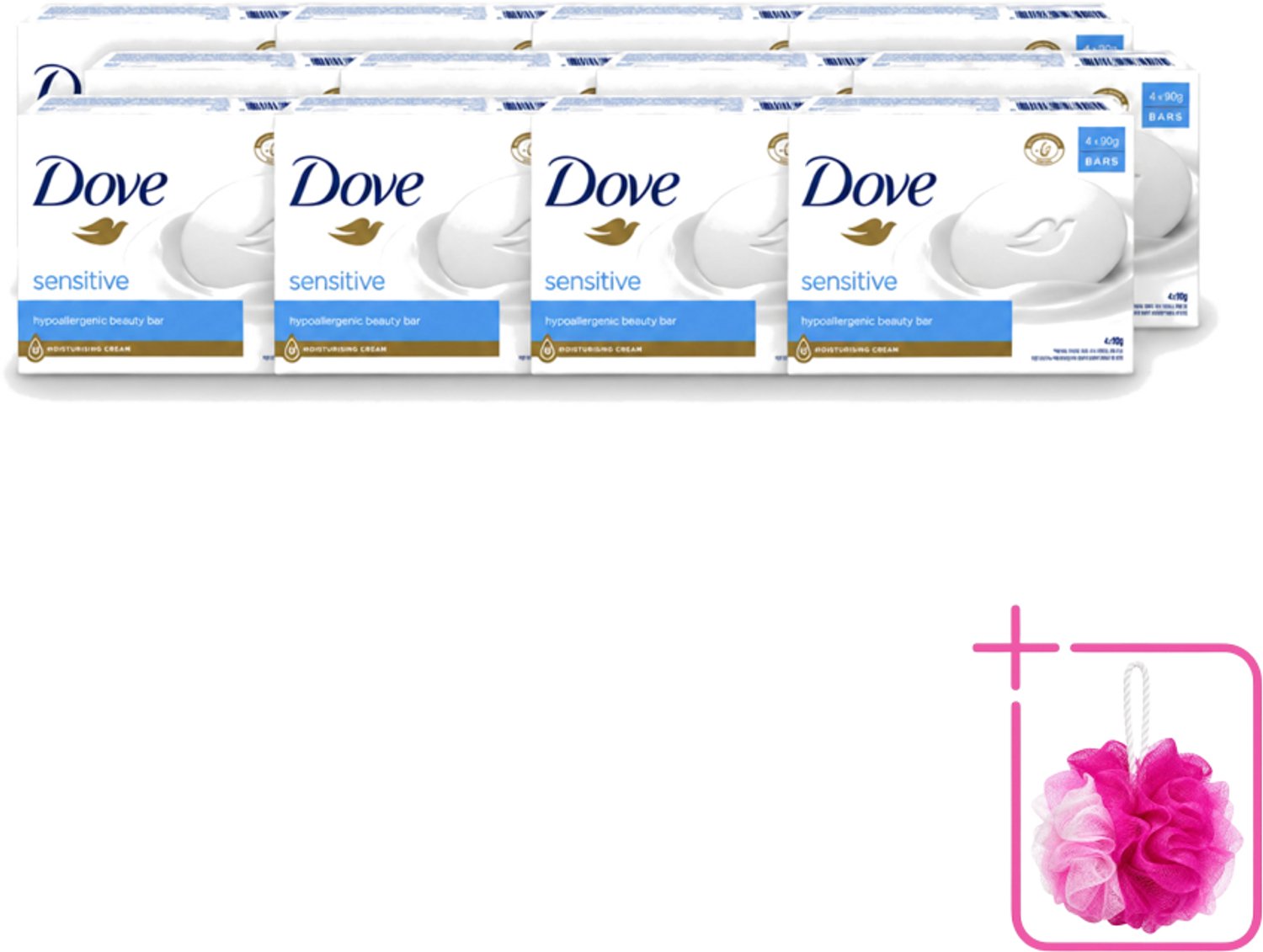 12 x Dove Zeep - Sensitive 4 x 90 gr. - Bulkverpakking - Gevoelige huid - Douchemop - Zachte reiniging