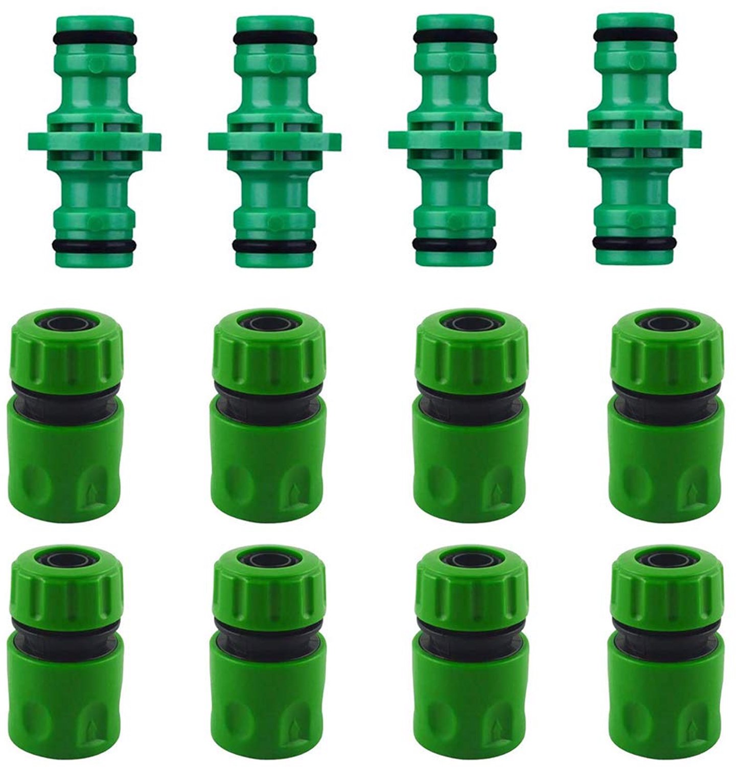 12-delige Slangconnector Set - 4 Dubbele Mannelijke en 8 Snelle Aansluitingen