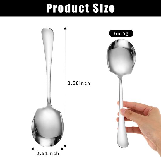 Serveerlepels 2 stuks - Grote RVS - Lange steel - Zilverkleurig - Keuken/Restaurant - Afmetingen 21,8 cm x 6,4 cm - Serveerlepel — afbeelding 5