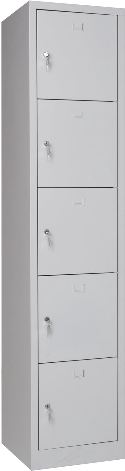 Metal Locker Kast met 5 Compartimenten en Sluitbare Deuren, 190x40x45cm