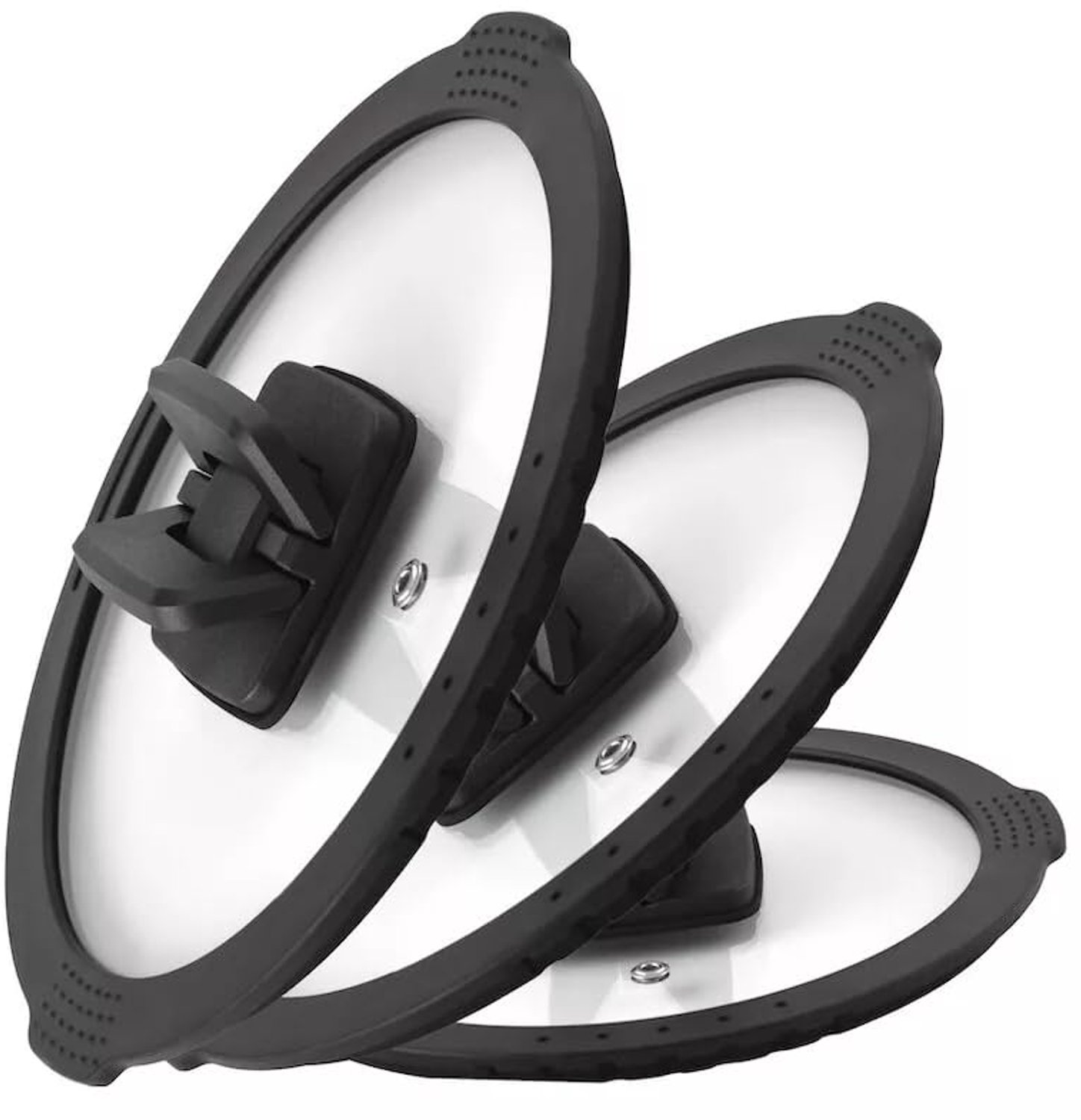 Set van 3 Glazen Deksel met Siliconen Ring - Diameter 16/18/20 cm