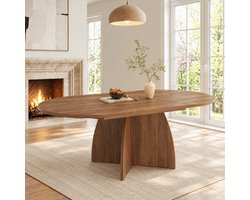 OKWISH Eettafel - Uitschuifbaar van 120 tot 180 cm - Voor Dagelijks Gebruik en Gezelschappen - MDF in Walnootkleur - 180 x 90 x 75 cm