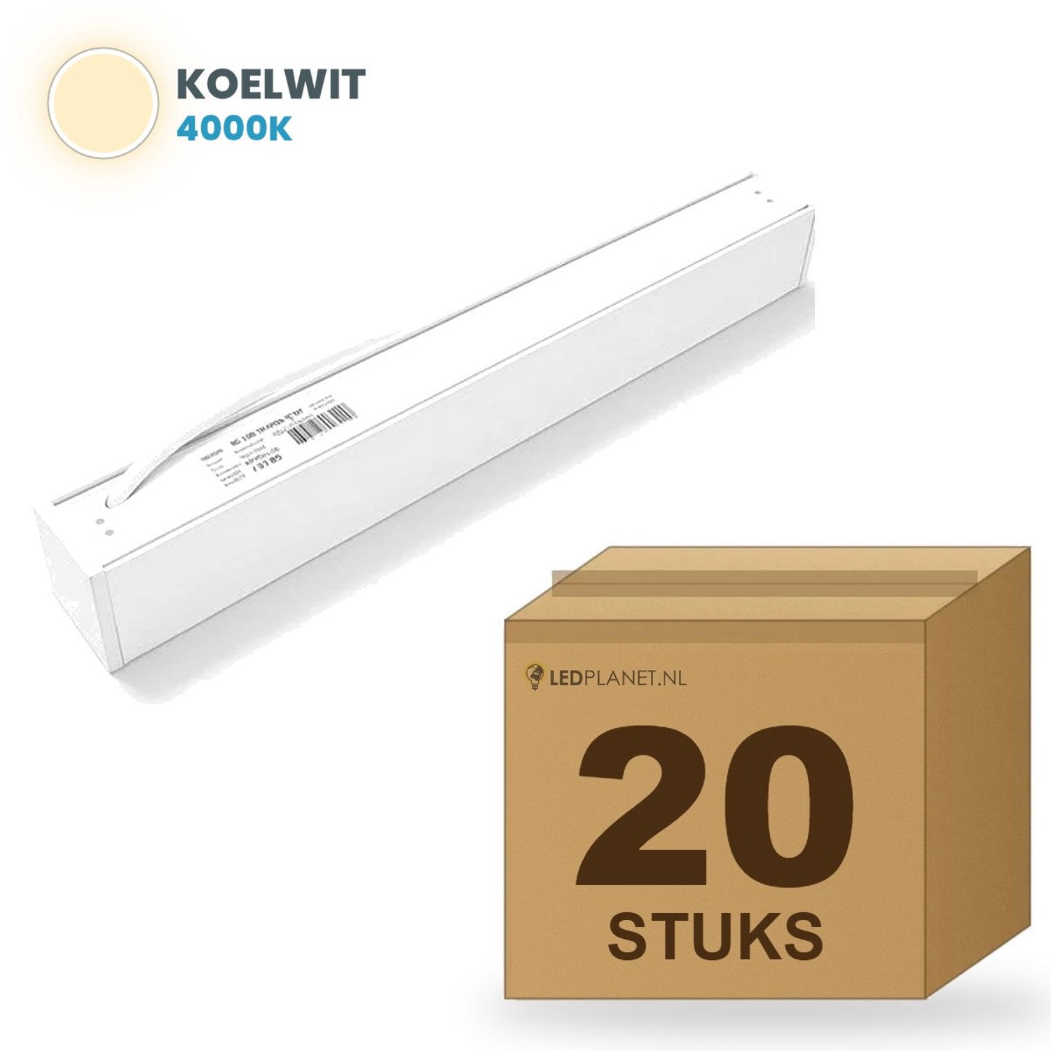 Tsong LED Lichtbalk Hangend 150 cm - 20 stuks - 5.760lm 48W - Koelwit 4000K - Wit - Koppelbaar - Incl. ophangset 1 m - 230V