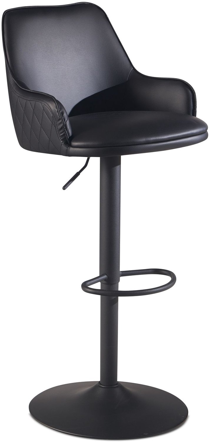 Cosmo Casa Barkruk - Zwart kunstleer - Verstelbaar - Met armleuningen - Zithoogte 84 cm