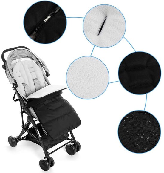 Voetenzak Buggy - Kinderwagen Wiegdeken - Universeel - Wit,Blauw en Zwart — afbeelding 3