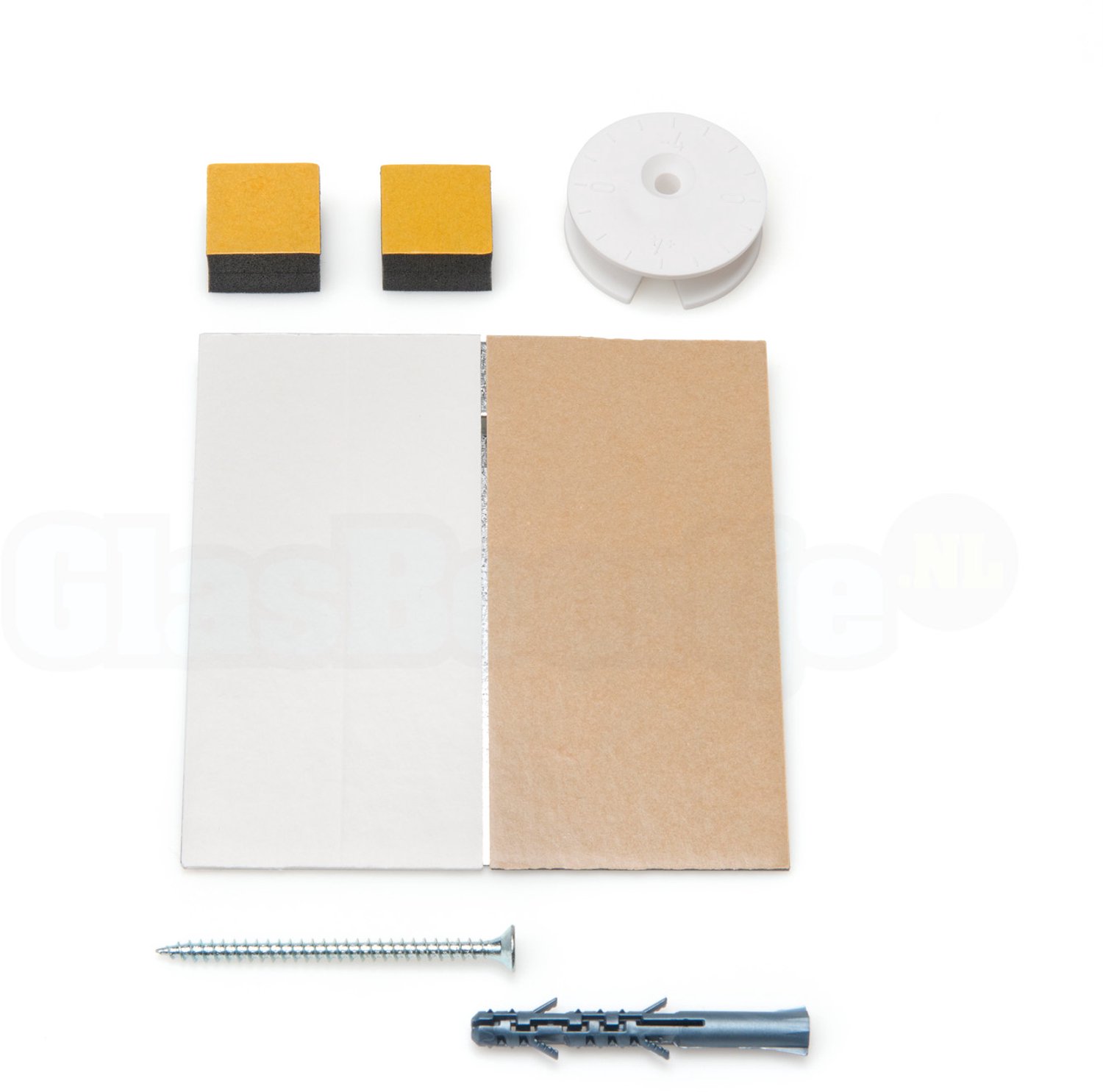 Blinde spiegelmontageset E04 - spiegels tot 6 kg - 17 mm van de muur