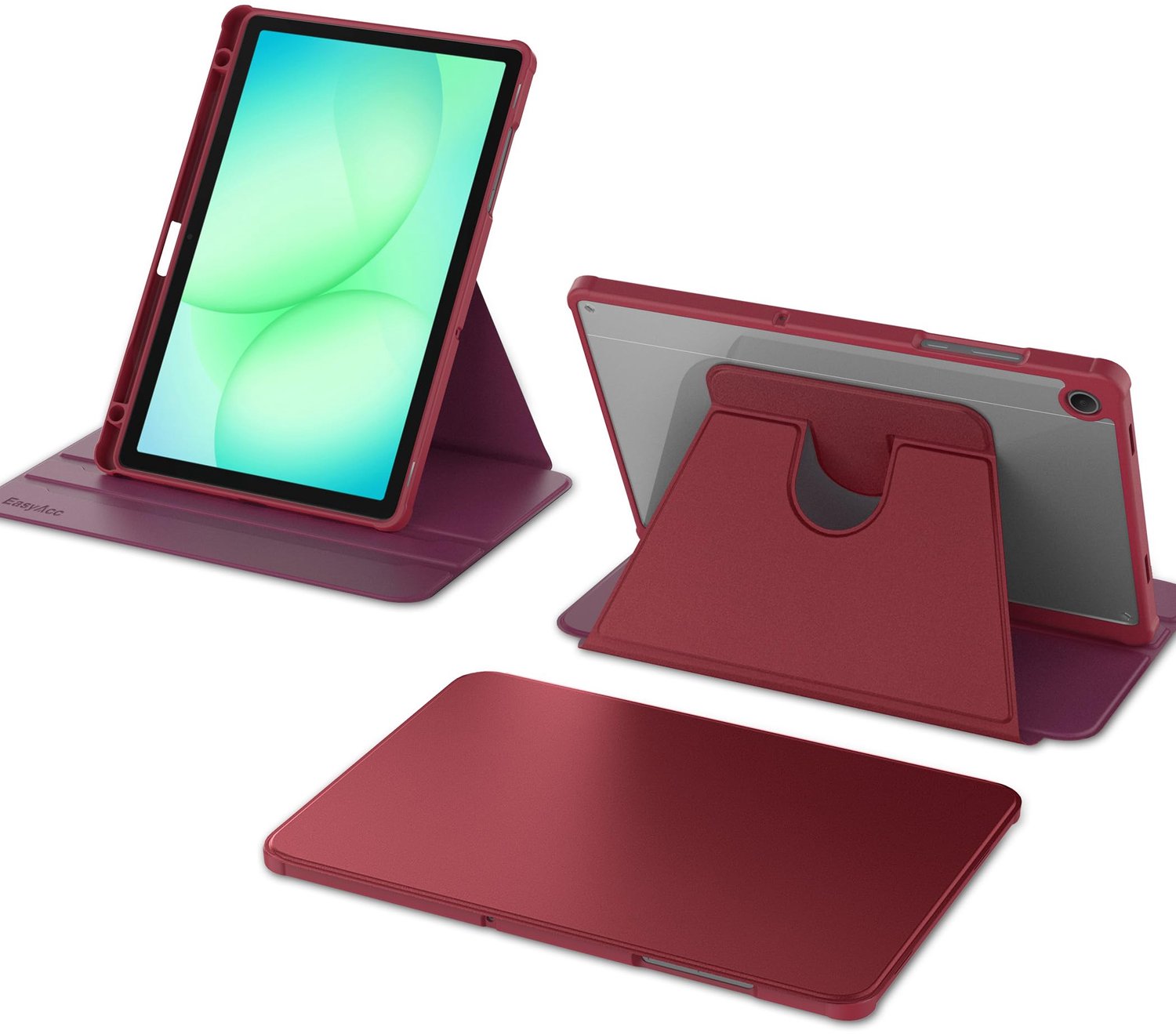 Rotating Case voor Samsung Galaxy Tab A11+/A9+ 11 Inch met 360 Graden Draaifunctie, Wijnrood