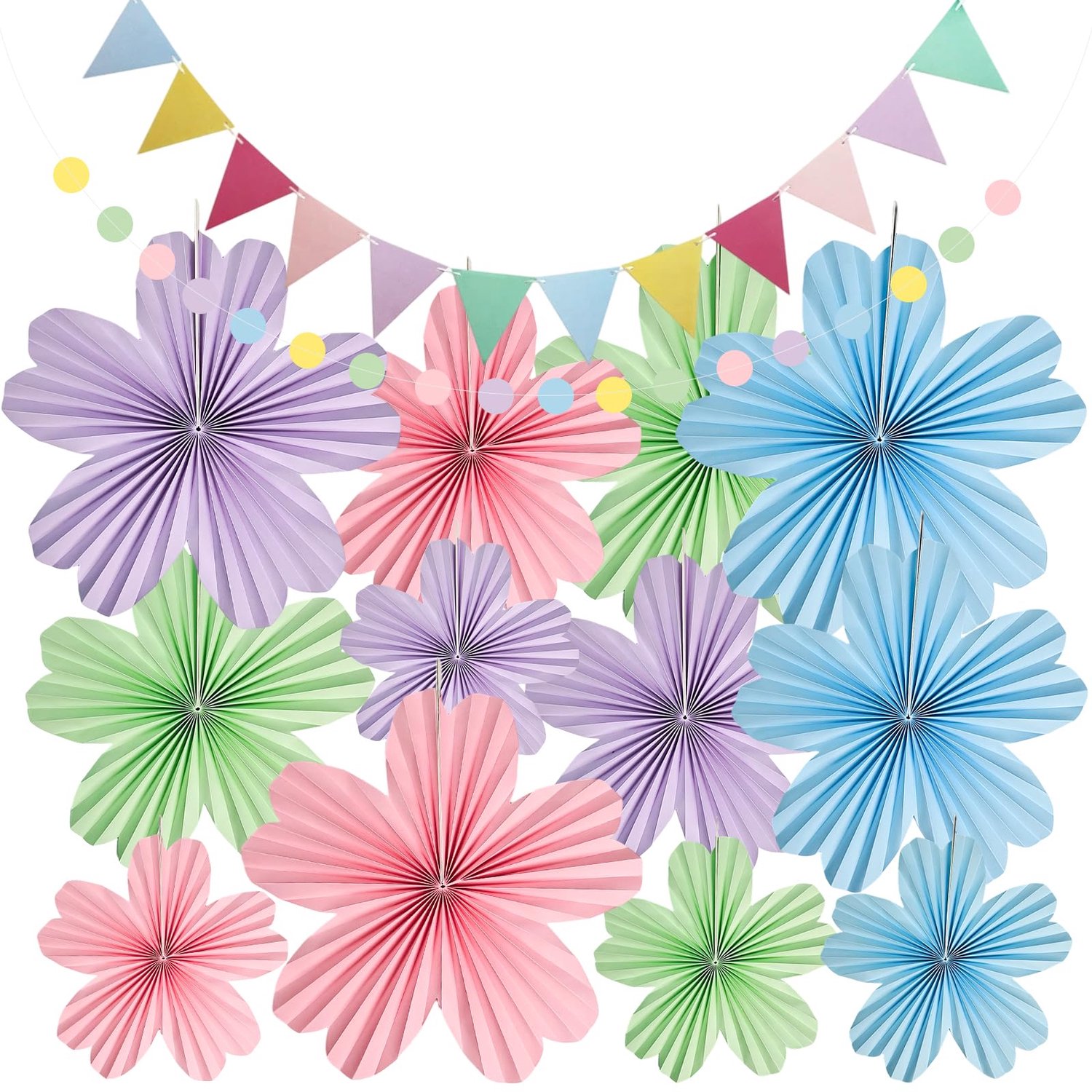 Set van 12 Papieren Bloemdecoraties