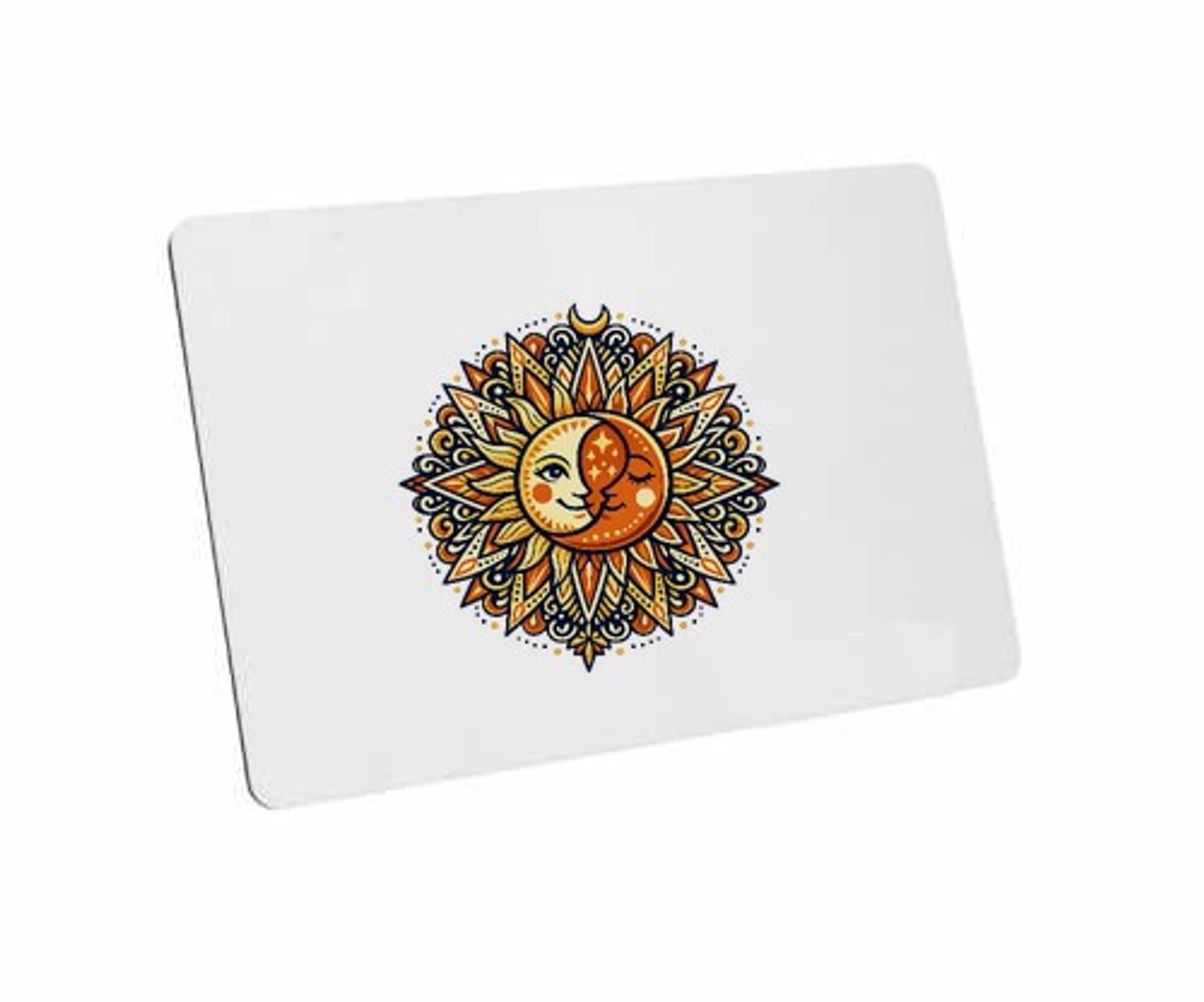 Mr Cadeautjes MDF magnetische fotolijst 28 x 19 - design Zon & maan mandala | cadeau Wit
