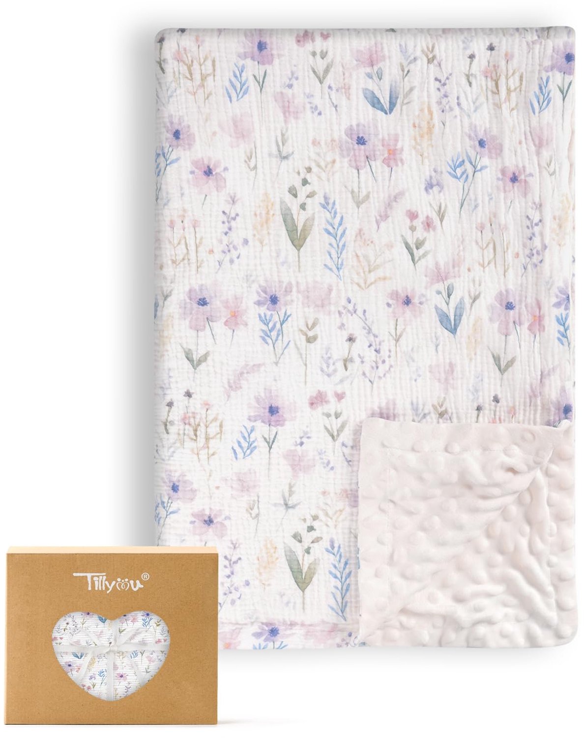 Dubbelzijdige Babydeken 75 x 100 cm met Bloemen