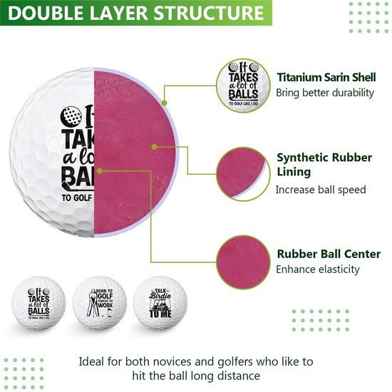 Set van 3 Golfballen met Leuke Beelden voor Golfers — afbeelding 5