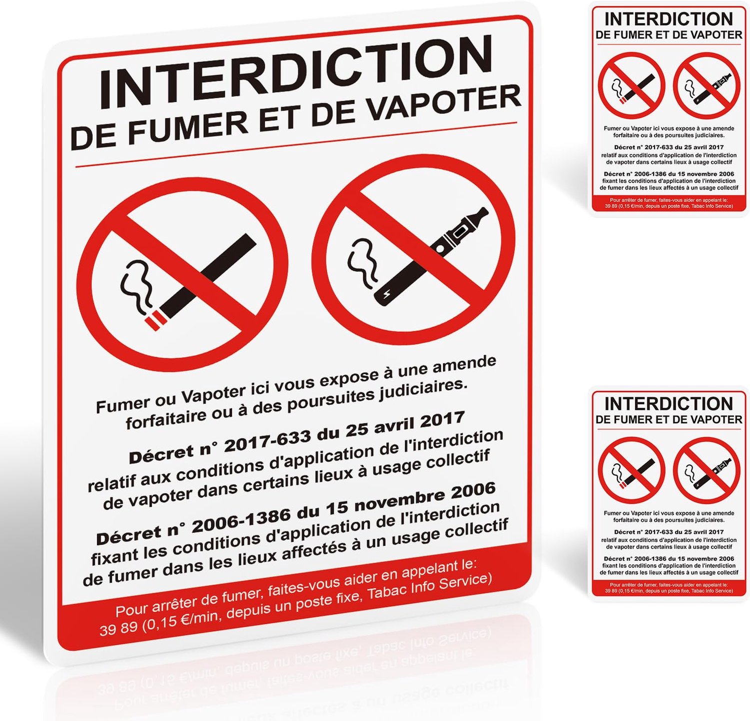Set van 3 Rook- en Dampborden, 200 x 150 mm, Zelfklevende Vinylstickers