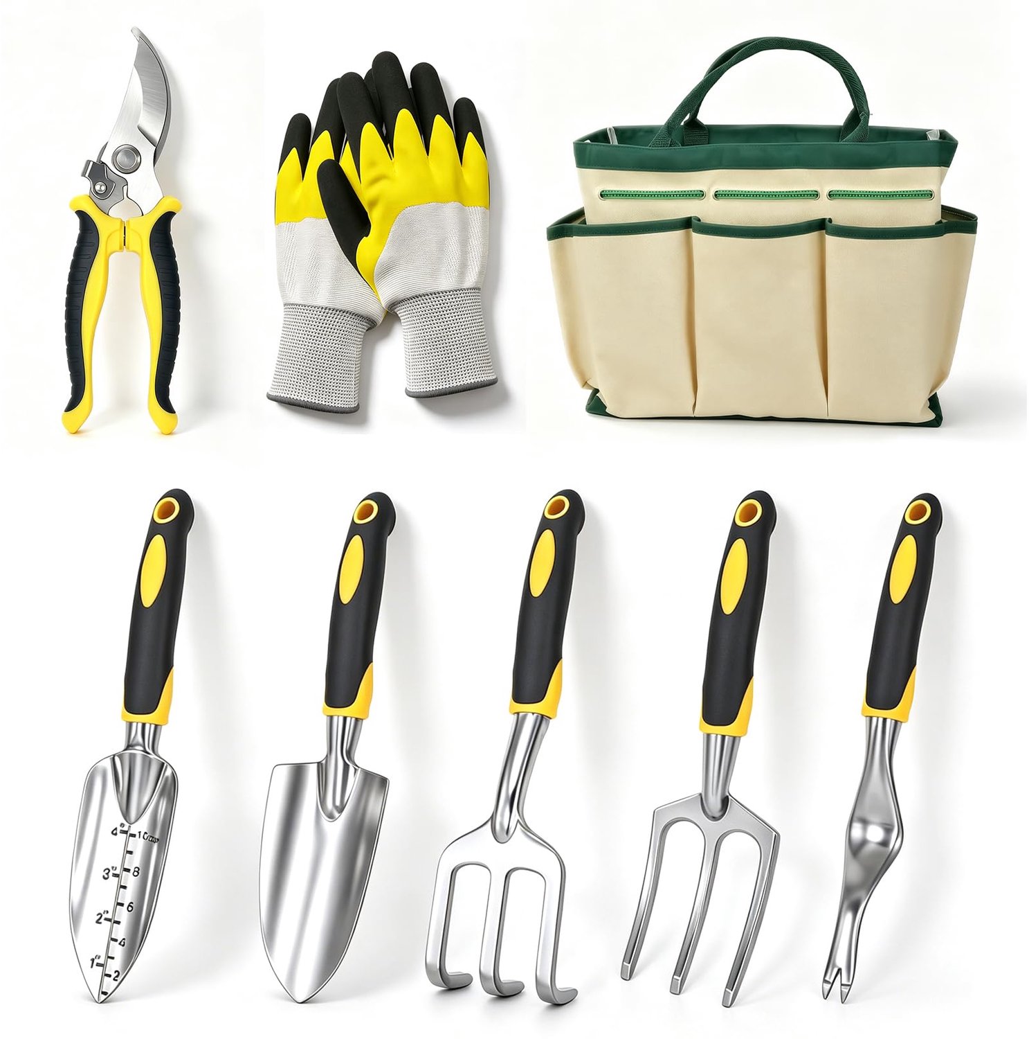 Tuingereedschapsset 8-delig - Tuingereedschapset - Tuinverzorgingshandschoenen - Hark/Schep - Opbergtas - Lichtgewicht/Duurzaam - Tuingereedschap