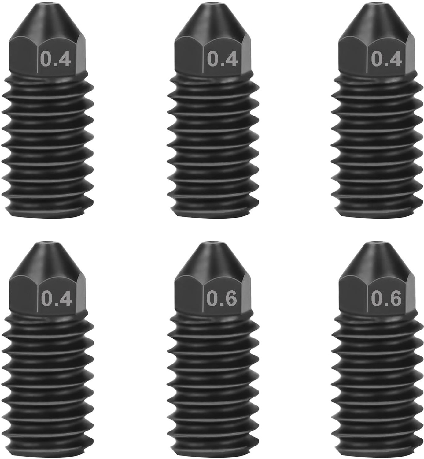Set van 6 Gehard Stalen Nozzles voor 3D Printer