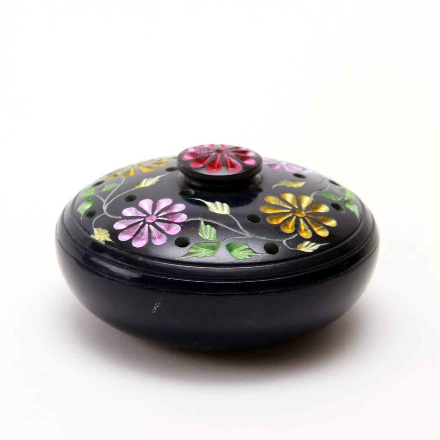 Decoratieve Wierookhouder - Zwart Softstone - Hoogte 5 cm, Ø 10 cm