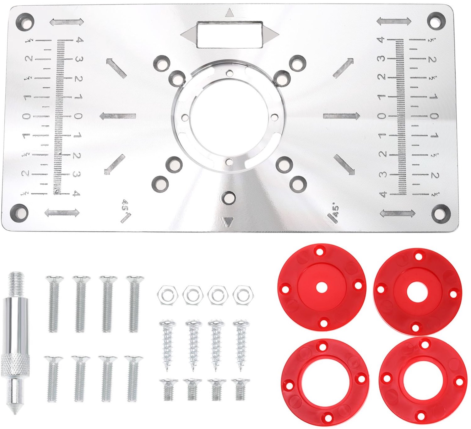 Router Tafel Insert Plaat - Houtbewerkingsgereedschap - Aluminium - Router Insert Ringen - Compatibel met Makita - 23.5 x 12 cm