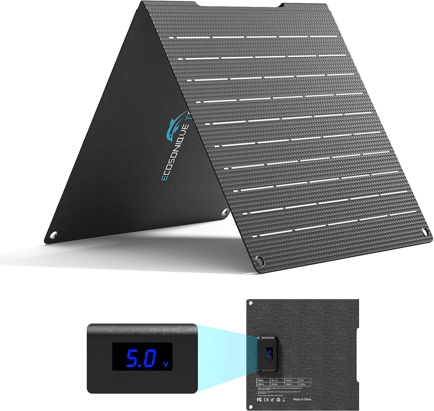 15W Draagbaar Zonnepaneel met Digitaal Display voor Mobiele Telefoons