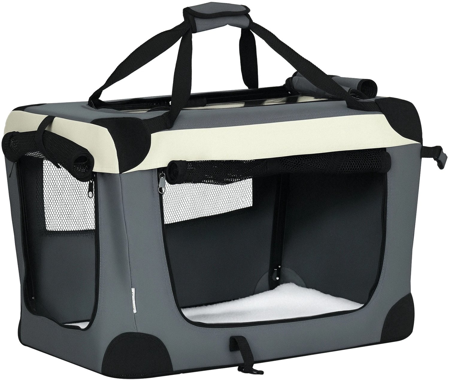 Atlasyx katten reismand - Honden draagtas - Transportbox - Hondentransportbox - Opvouwbaar - 60 x 41 x 41 cm - Zwart en grijs