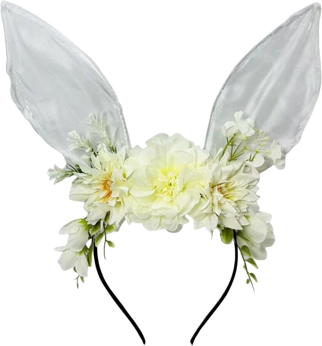 Rabbit Ears Hoofdband met Bloemenpatroon, Paas Kostuum voor Volwassenen en Kinderen, Lange Bunny Outfit voor Feestjes en Dierenkostuums