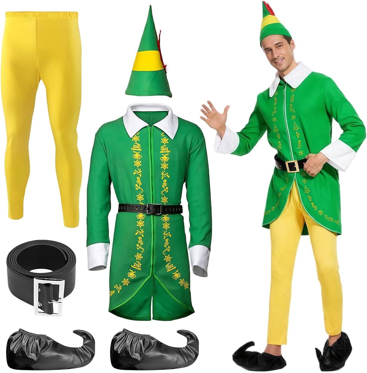Elf Kostuum voor Volwassenen - Feestelijke Kerstoutfit voor Halloween en Cosplay - Compleet Set Kostuums voor Dames en Heren