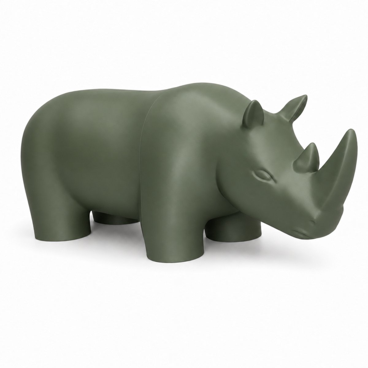 Fiastra Rhino neushoornbeeld - decoratief beeld - Mosgroen