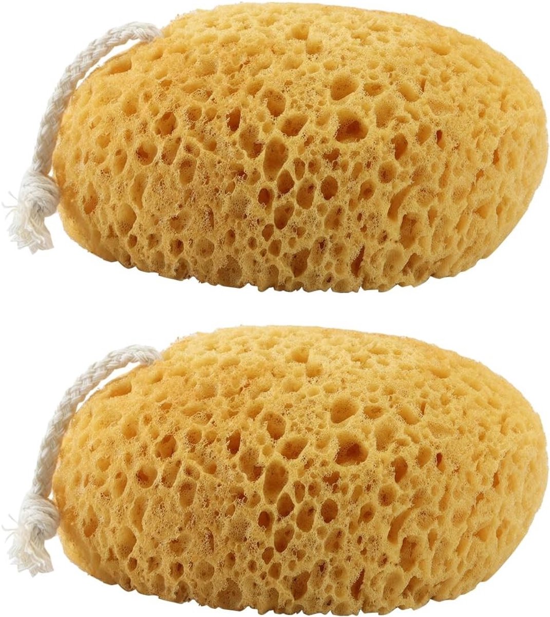 Set van 2 Grote Honingraat Bad Sponsen, Zachte Exfoliërende Spons voor Diepe Reiniging en Verzorging van de Huid