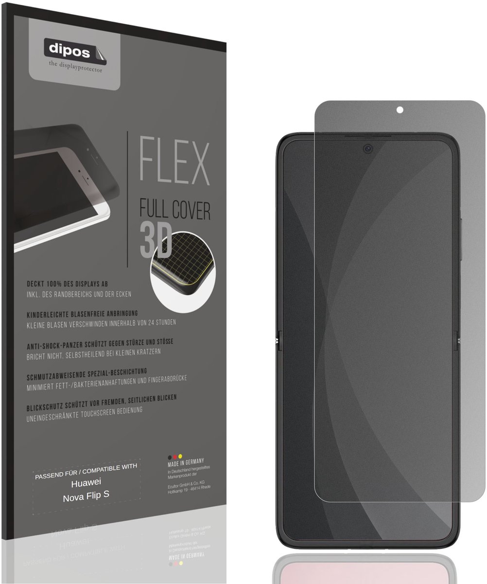dipos FLEX – Matte Privacy Screenprotector geschikt voor Huawei Nova Flip S Innenseite | Volledige Schermbescherming | Case-Friendly